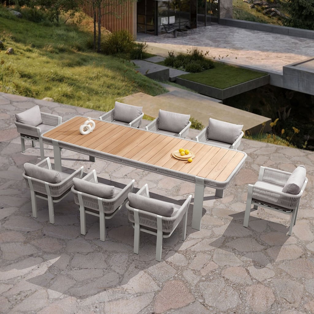HIGOLD Borromeo Teak Outdoor Patio Dining Set with Cushions