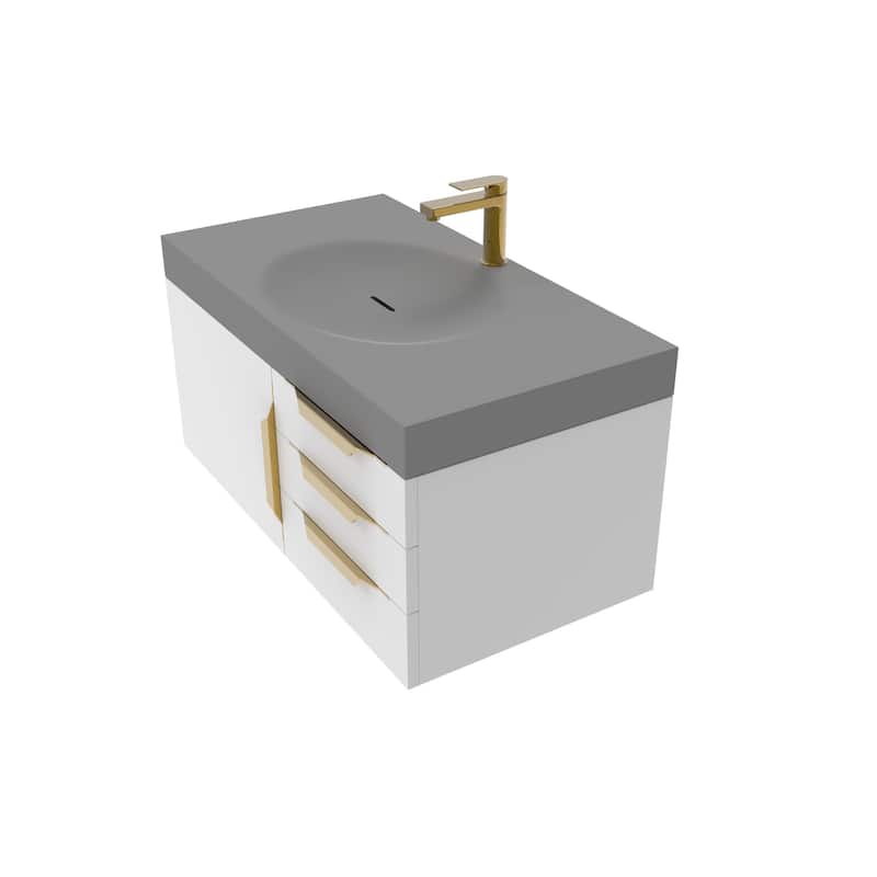Rosario Wall Mounted Bathroom Vanity, Base Only