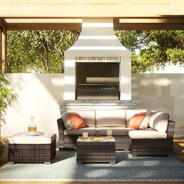 Shop Outdoor Sectional 4 Piece Patio Furniture All Weather Wicker
