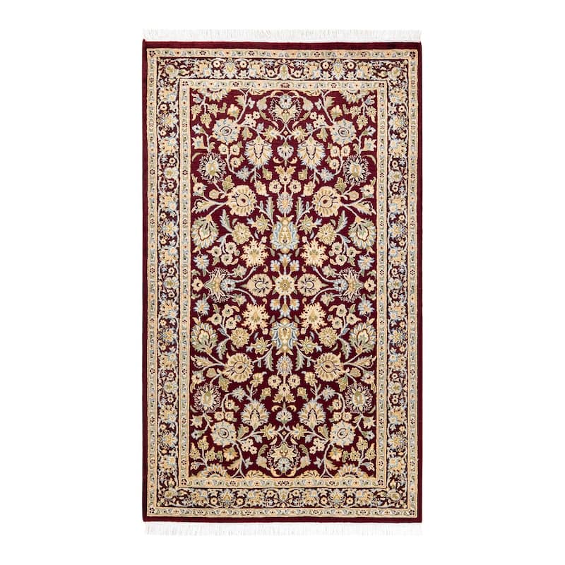 Overton Handknotted Wool Traditional Oriental Red Area Rug - 3' x 5' - Burgundy - 3' x 5'