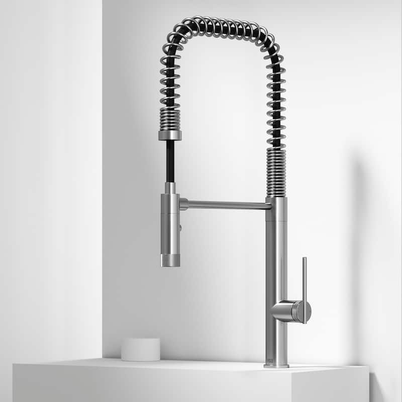 VIGO Sterling 23" H Single Handle Pull-Down Sprayer Kitchen Faucet - Without Extras - Stainless Steel