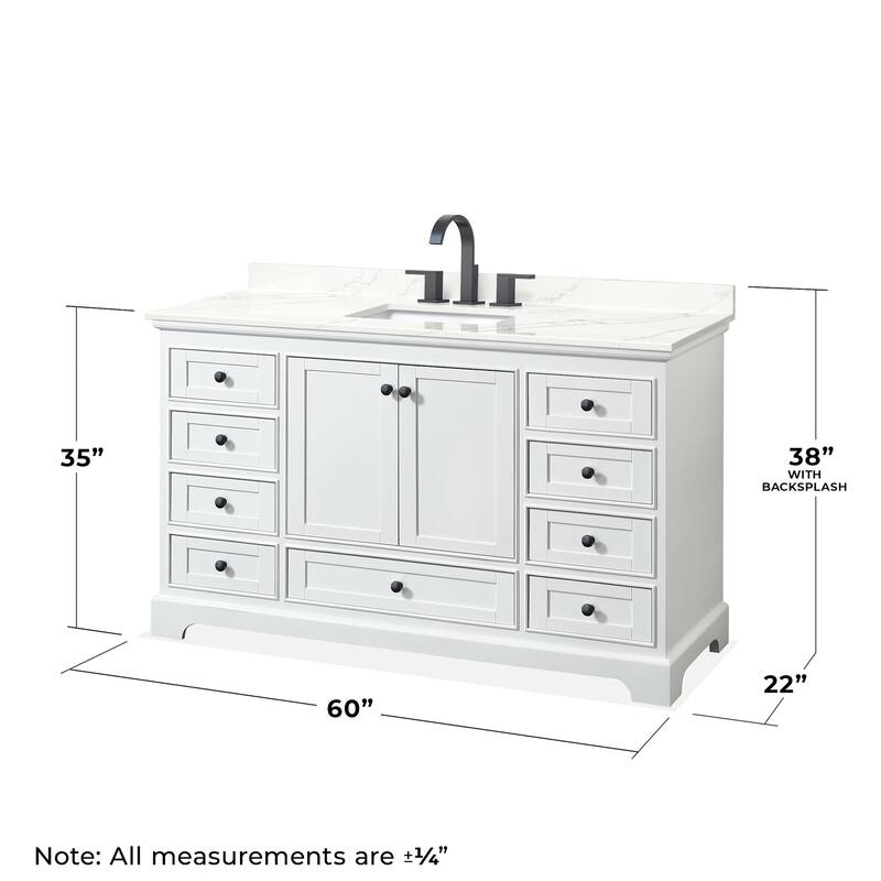 Wyndham Collection WCS202060S-QTZ-US3MXX Deborah 60" Free Standing