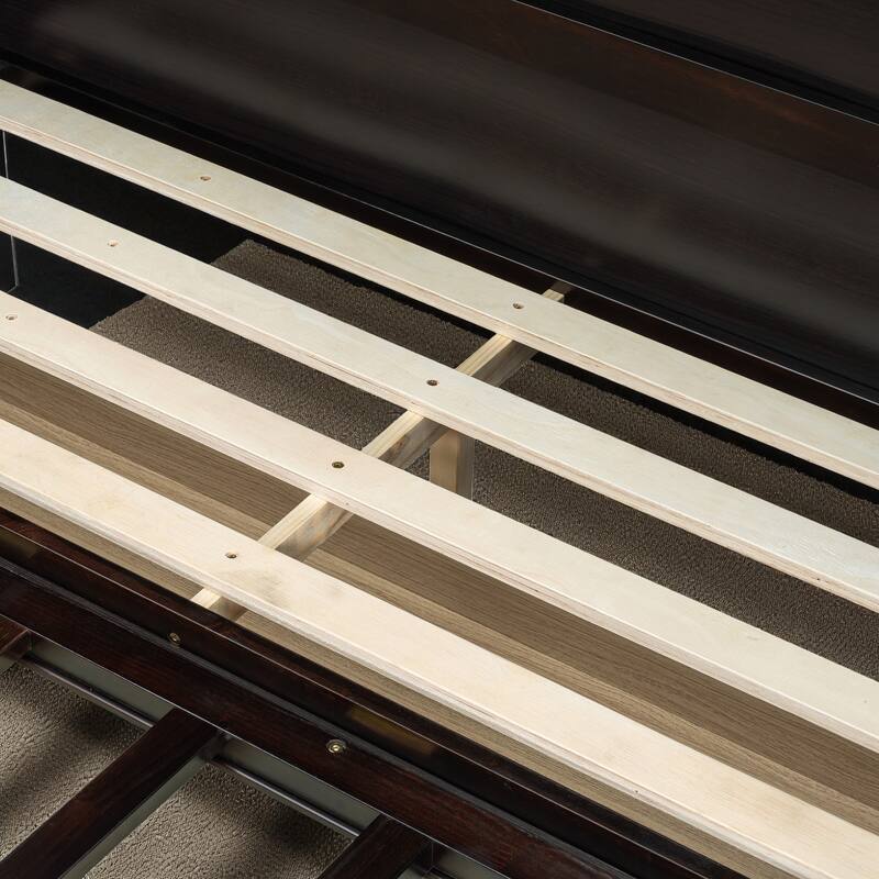 Full Size Murphy Bed with Large Storage Drawers, Space-Saving Foldable Wall Bed with Elegant Front Design