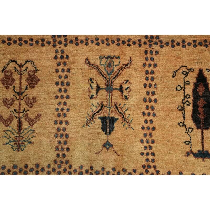 Hand Knotted Oriental 100% Wool Carpet Traditional Tribal Peach Gabbeh (Qashqai) Area Rug - 6' 7'' X 3' 11''