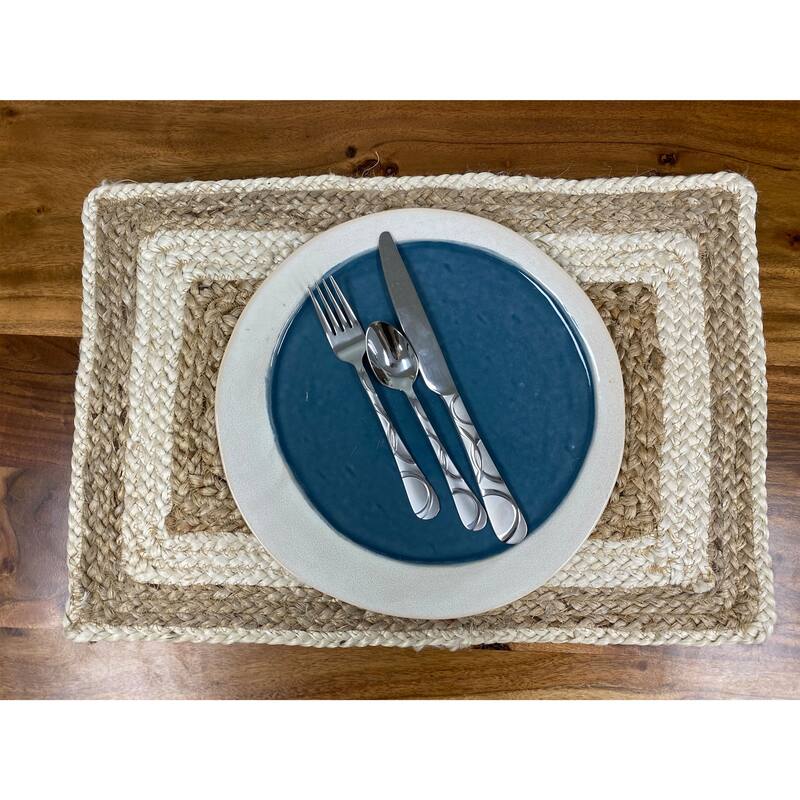 Sevita Natural Fiber Farmhouse Bordered Jute Placemats, Sets of 4 - 13" x 19"