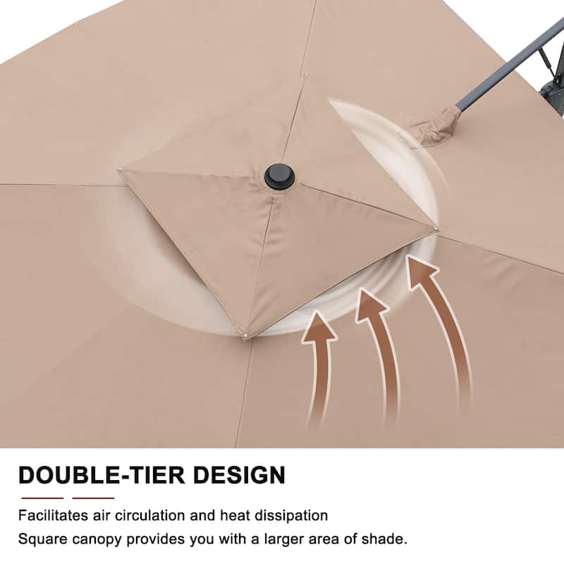 10ft Patio Square Patio Cantilever Umbrella With Crank(Without Base)