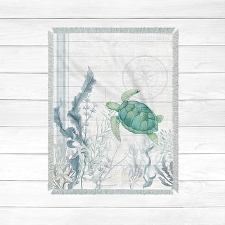 Laural Home Beach Therapy Turtle Woven Throw Blanket