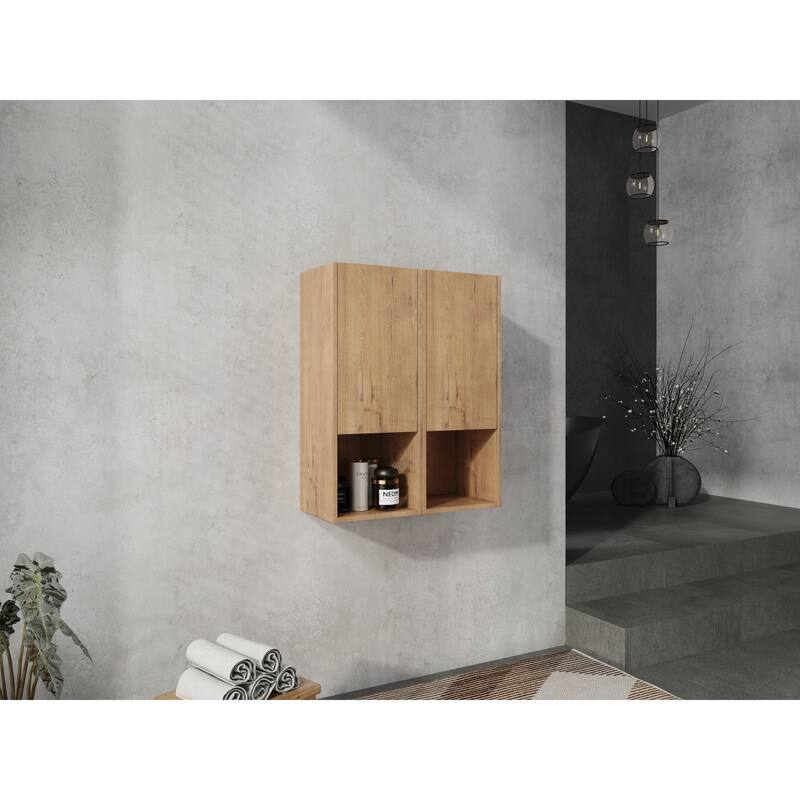 24" Bathroom Side Cabinet, Soft Close Doors, Float Mounting Design, Imitative Oak