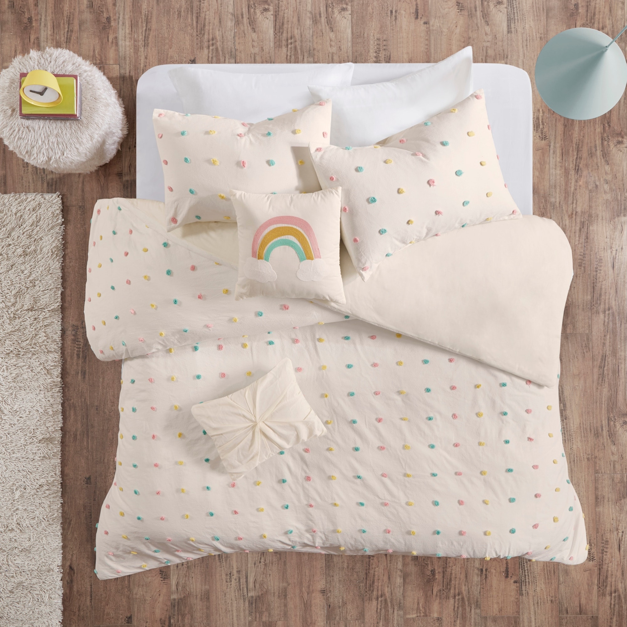Peach Gold Heart Polka Dot Reversible Comforter Bedding Set – Cozy