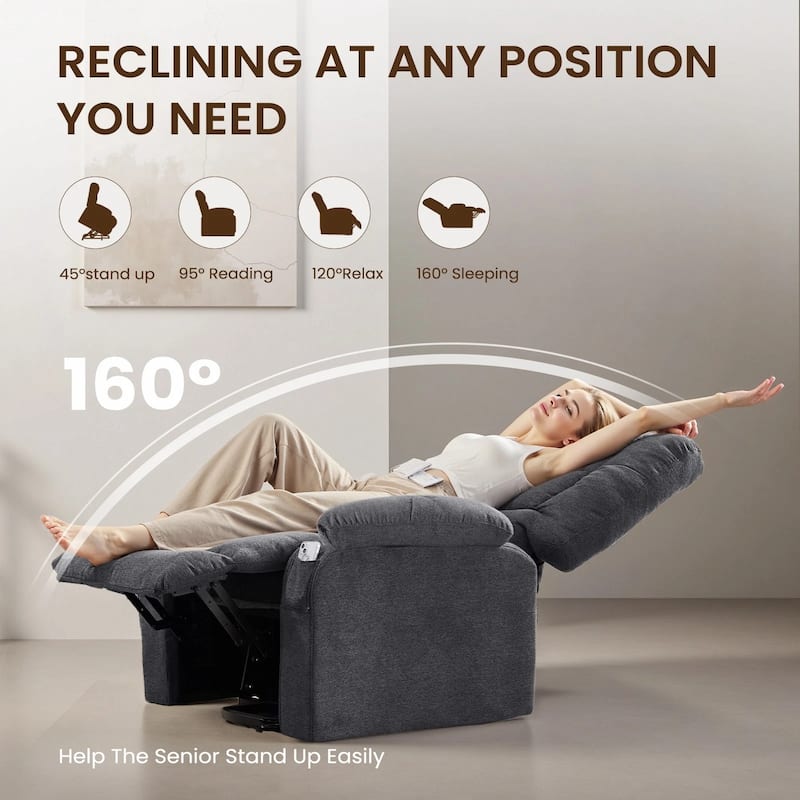 Recliner Chair, Reclining Massage Chair with Heat, Home Theater Seating Electric Power Lift Chair for Living Room