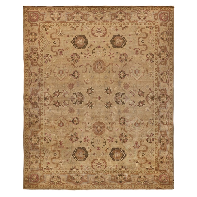 EXQUISITE RUGS ONE-OF-A-KIND Rare and Unusual Agra Hand Knotted Beige Rug - 12'8"x16'6"