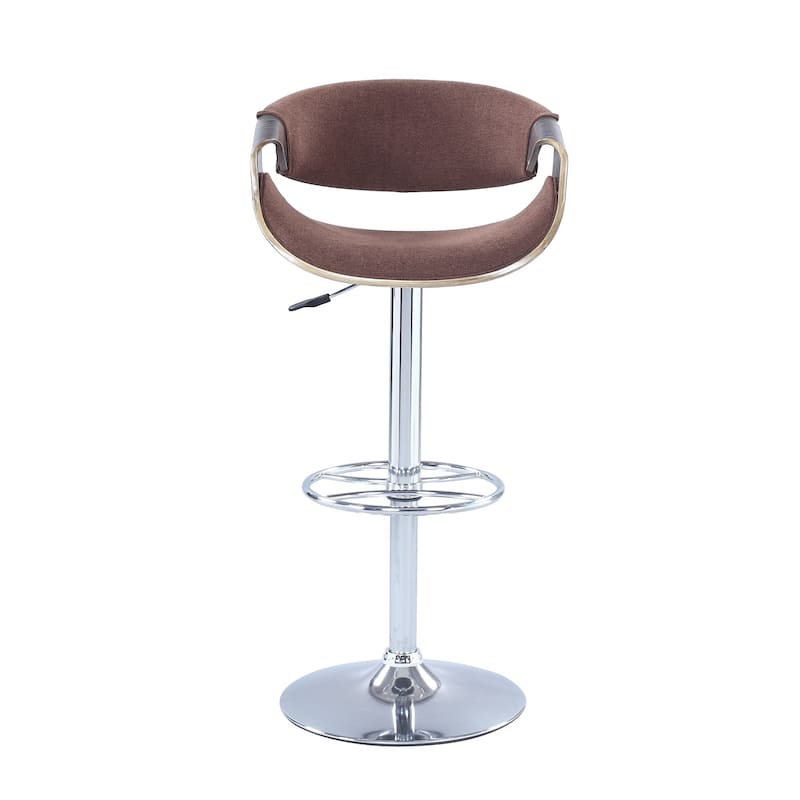 Somette Dark Oak Bent Wood Saddle Seat Pneumatic Adjustable Stool with Brown Seat