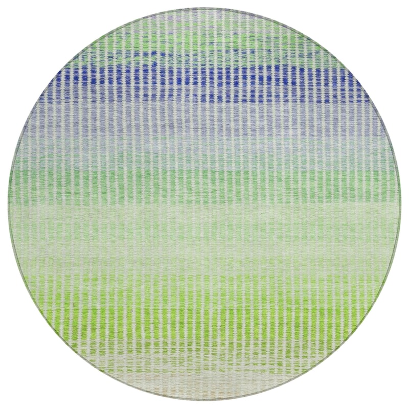 Machine Washable Indoor/ Outdoor Contemporary Stripes Chantille Rug