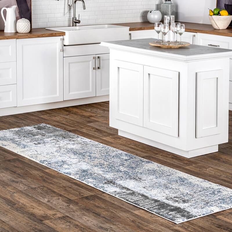 Nuloom Alice Abstract Waterfall Area Rug - 2'6" x 9'6" Runner - Blue