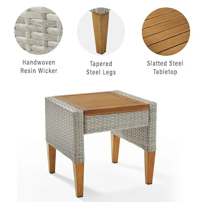 Coastal Outdoor Side Table - Wicker Patio Table, Modern Design, Lawn & Porch End Table, 19.75" x 19.75" x 18" - 18
