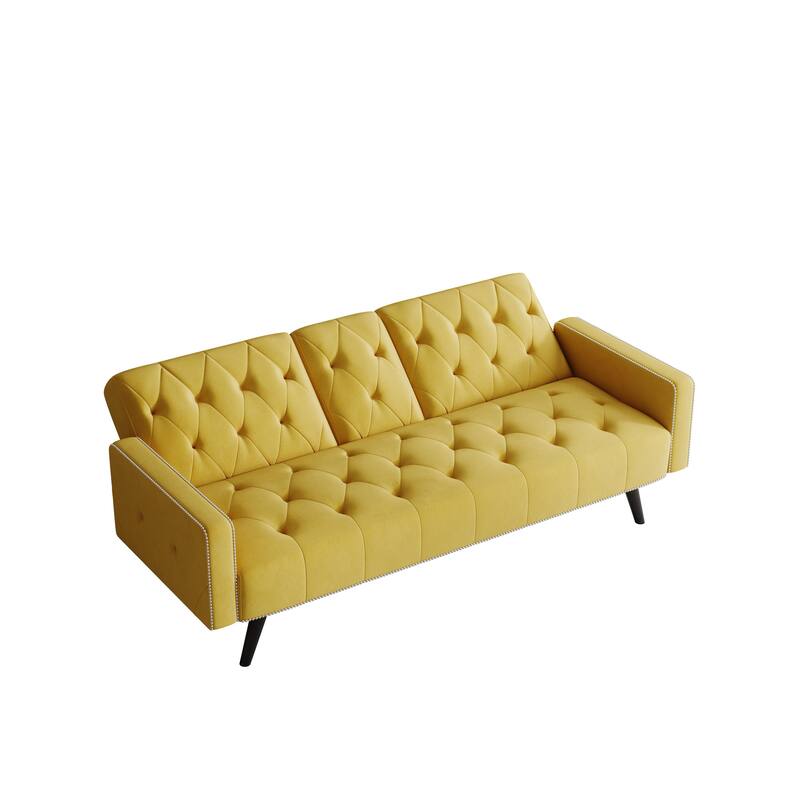 72 inch Velvet Sofa Bed With Two Cup Holders