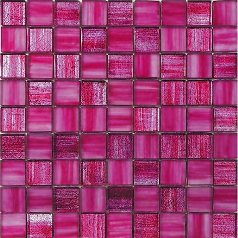 5 pack 11.3-in x 11.3-in Pink Polished and Matte Finished Glass Mosaic Tile (4.43 Sq ft/case)