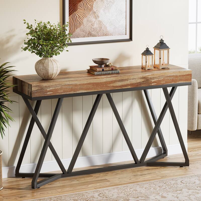 Rustic Console Table, 55 Inch Sofa Table Entryway Table