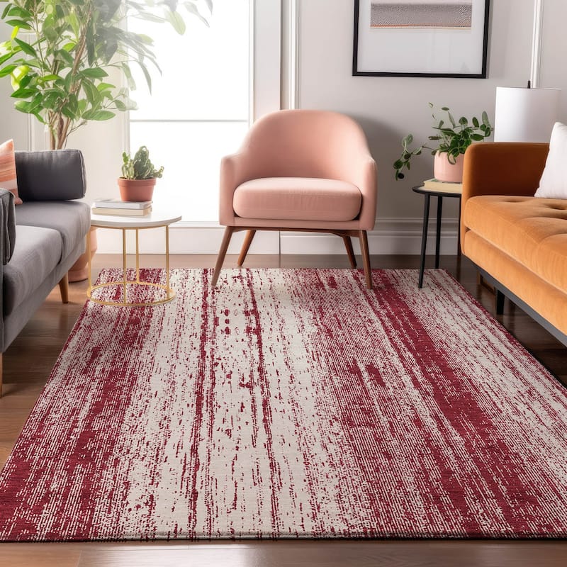 Premium Washable Super Soft Transitional Ombre Mayfield Rug - Merlot - 3' x 5'