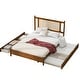 preview thumbnail 11 of 23, Queen Size Wooden Rattan Platform Bed, with 2 Big Drawers, T Size Trundle