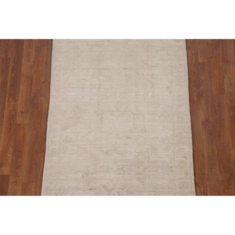 Hand Knotted Oriental 100% Wool Carpet Transitional All-Over Beige & Ivories Oushak Area Rug - 5' 0'' X 3' 2''