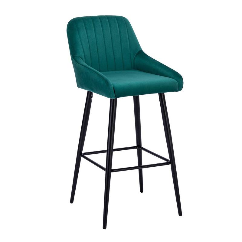 Modern Velvet Upholstered Bar Stools with backs, Set of 2