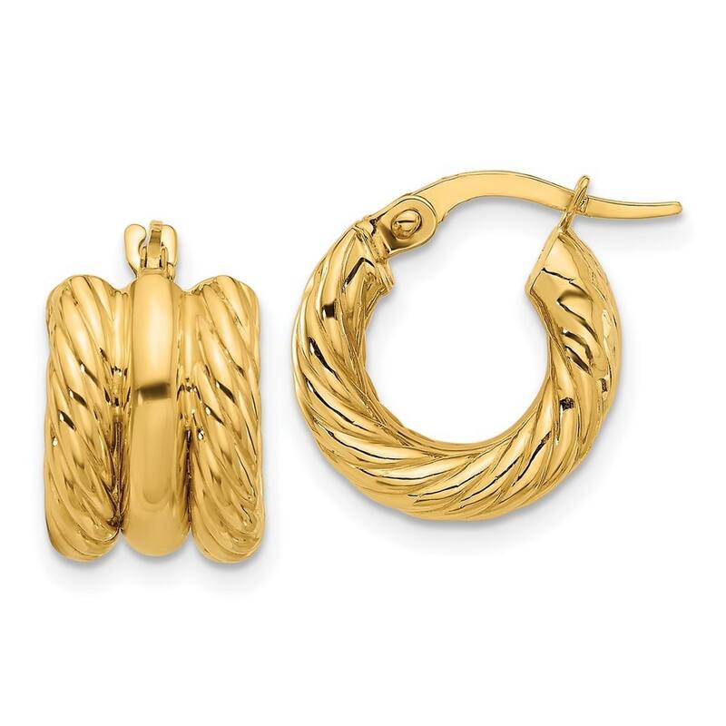 Curata 14k Yellow Gold Polished Twisted Hoop Earrings - 14.9x14.2mm