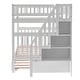 preview thumbnail 7 of 15, Pine Full over Full Bunk Bed with Trundle and Staircase-92.9''L*57.9''W