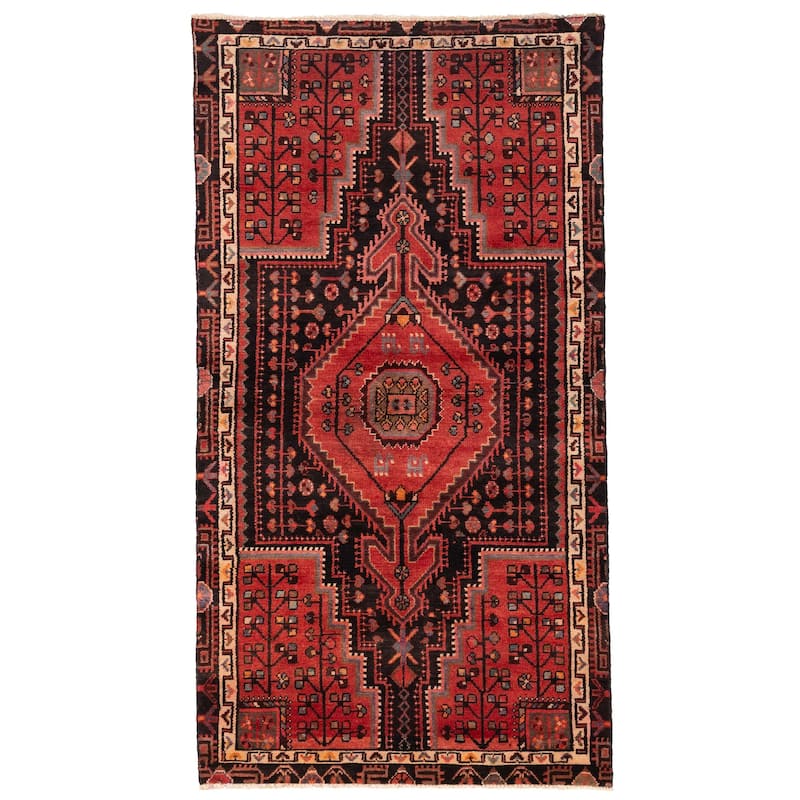 ECARPETGALLERY Hand-knotted Andelz Black, Red Wool Rug - 4'0 x 7'5