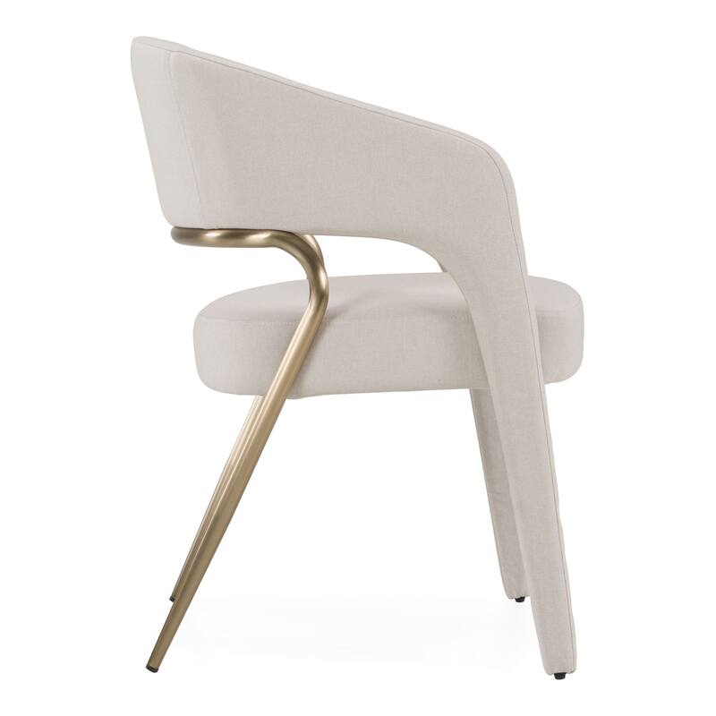 Elson Modern Off-White Fabric & Antique Brass Dining Chair