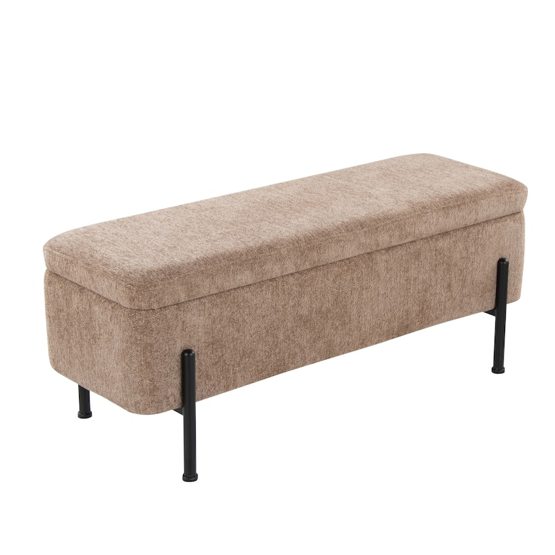 Silver Orchid Galotti Storage Bench with Flip-Top Lid