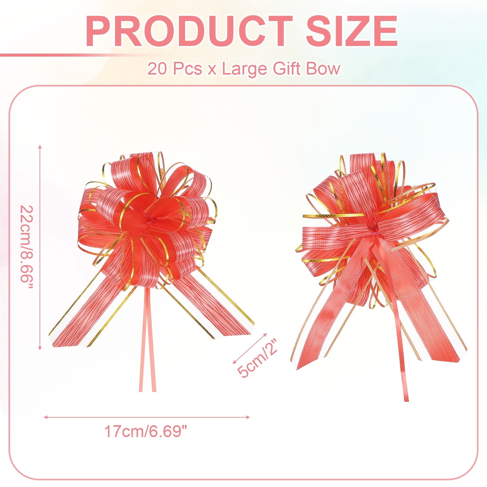 Large Gift Bow Pull Bow for Gift Wrapping Present Wedding Valentine's Day Party Birthday Basket Christmas - 9x7 Inch