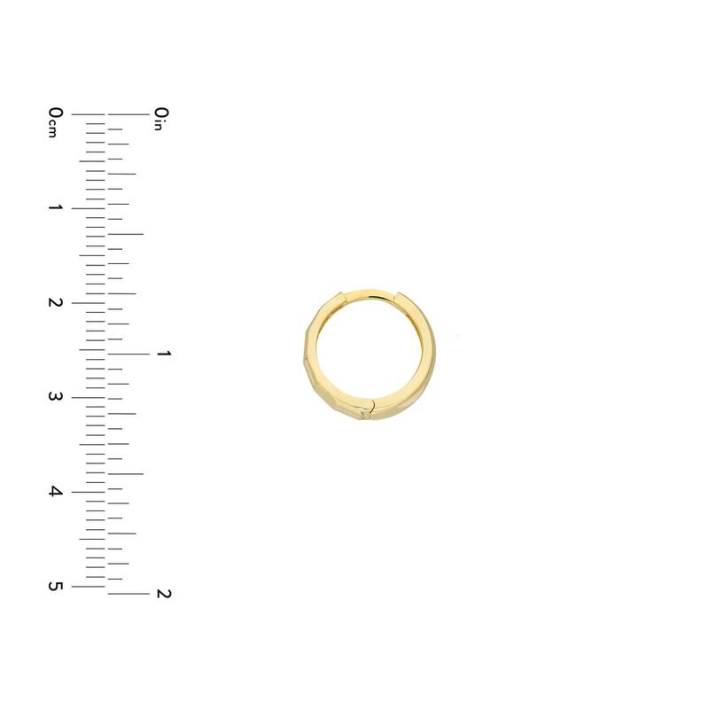 Curata 14k Yellow Gold Mirror Sparkle Cut Tapered Reversible Hoop Earrings