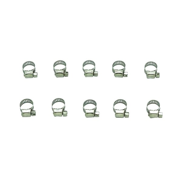 Industro 1/4" - 3/8" Durable Stainless Steel Hose Clamps, Silver - 10 Pack