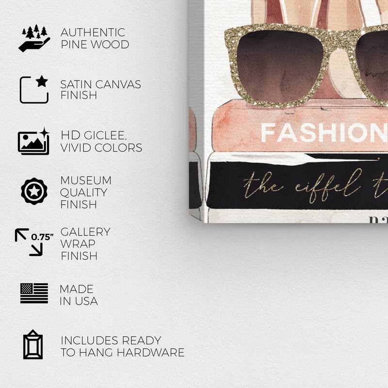 Wynwood Studio Canvas Fashion and Glam Glamorous Perfume Stack Gold and Metallic Gold Glam Wall Art Canvas Print