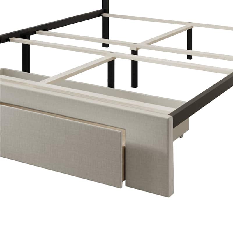 CraftPorch Transitional Linen Nailhead Upholstered Storage Bed