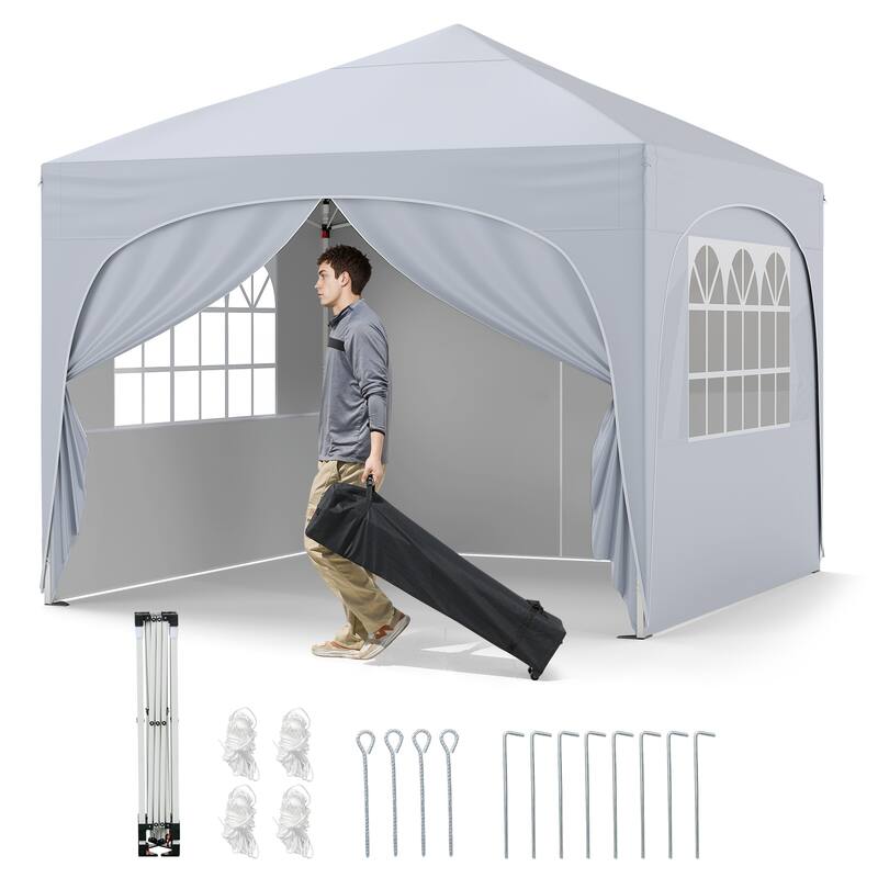 10x10 Pop Up Canopy Tent with Sidewalls for Outdoor Events and Parties