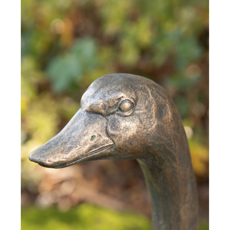 Glitzhome 20"H MGO Faux Bronze / White Goose Garden Statue