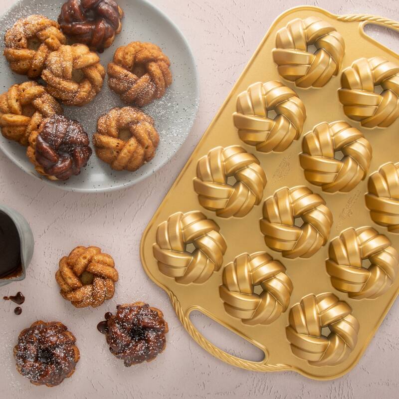 Nordic Ware 75th Anniversary Braided Mini Bundt Pan - Gold