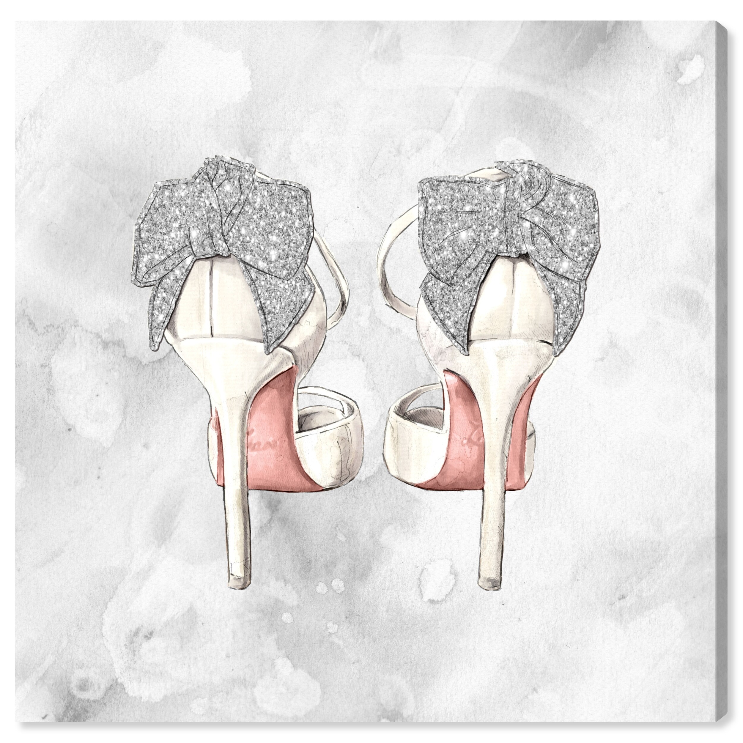 Oliver Gal 'Classic Pink Shoes Stitched Art' Fashion and Glam Wall