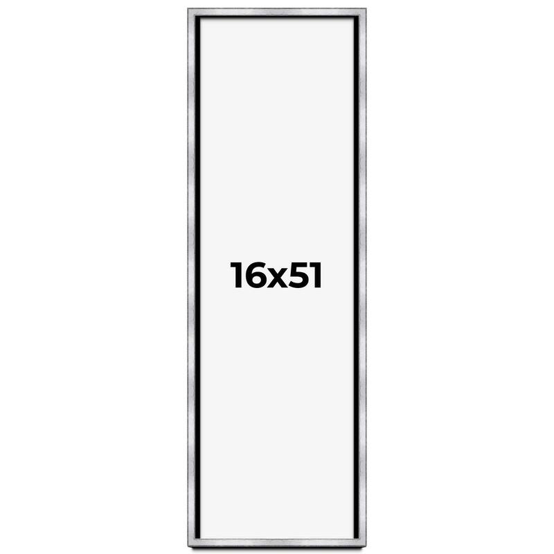 16x51 Shadow Box Frame Silver | 1.375 Inches Deep Real Wood