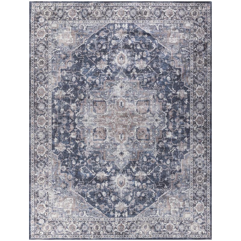 New Concept Washables Persian Boho Machine Washable Area Rug - 9' 2" x 12' - Ivory/Navy
