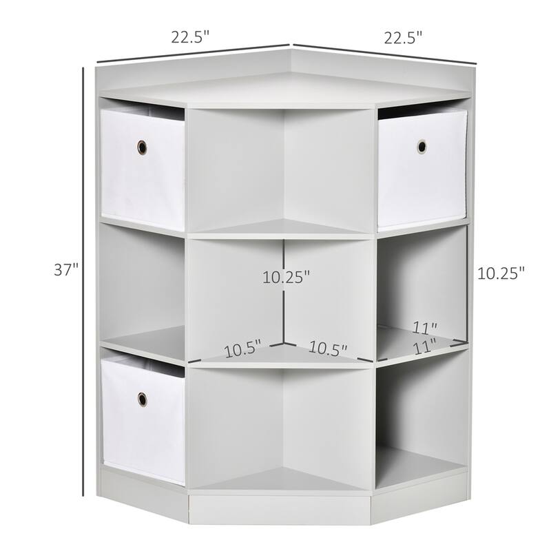 Kids Corner Cabinet,Cubby Toy Storage Organizer,Bookshelf w/Baskets