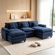 preview thumbnail 22 of 109, Modular Cloud Chenille Sectional Sofa with Ottomans, Deep Seat Convertible L-Shaped or U-Shaped Couch Navy/3 Seats with 2 Ottomans - Symmetrical