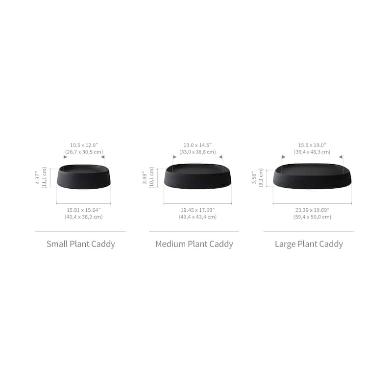 Pebble Modern Plant Caddy with Hidden Wheels