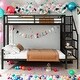 preview thumbnail 1 of 17, Metal Twin over Full Bunk Bed with Storage Staircase and Open Wardrobe Black