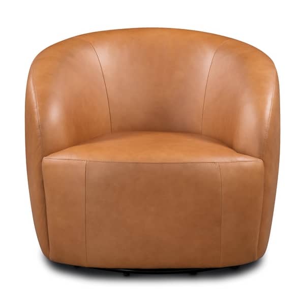 slide 2 of 9, Poly and Bark Alma Swivel Chair - Genuine Italian Leather Bourbon Tan