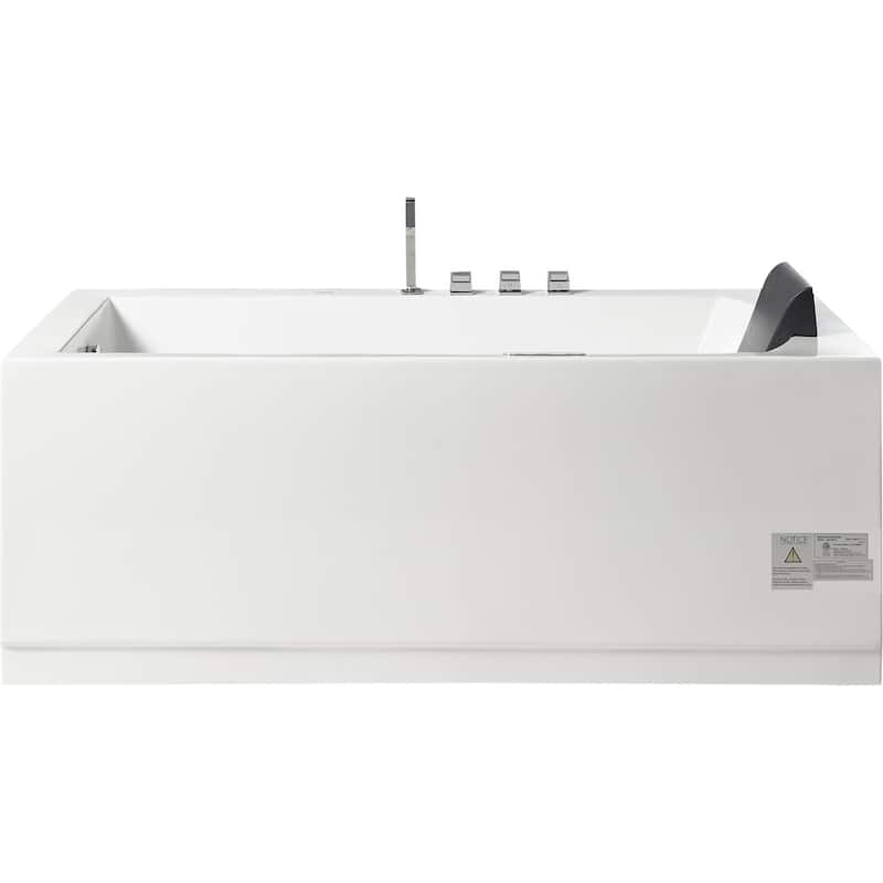 5 ft Acrylic White Rectangular Whirlpool Bathtub w Fixtures