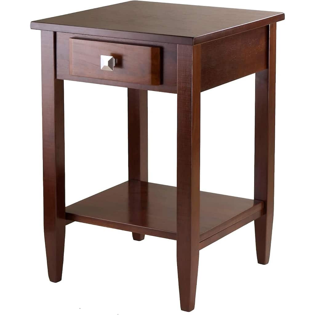 Handmade End Table with Drawer - Brown Wood Finish, Living Room Nightstand, Compact Accent Table - 25.98