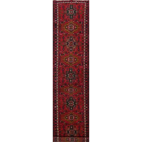 Geometric Traditional Gharajeh Persian Runner Rug Handmade Wool Carpet - 2'5" x 12'7"